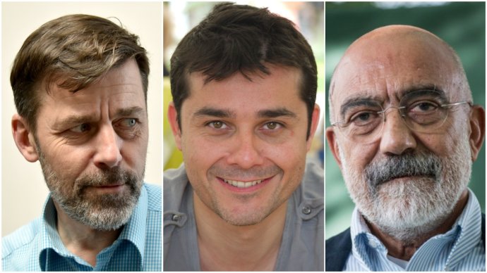 Peter Stamm, Laurent Binet, Ahmet Altan. Foto - Jindřich Nosek, Esby, PEN International
