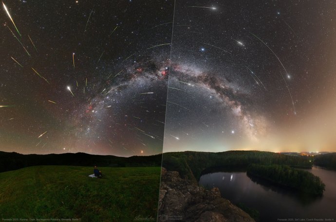 Perzeus a stratené meteory, astronomická fotka dňa NASA z 9. augusta 2021. Foto – Tomáš Slovinský a Petr Horálek