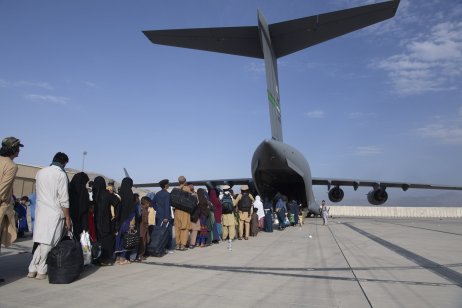 Evacuation at Kabul Airport.  Photo - US Air Force / AP