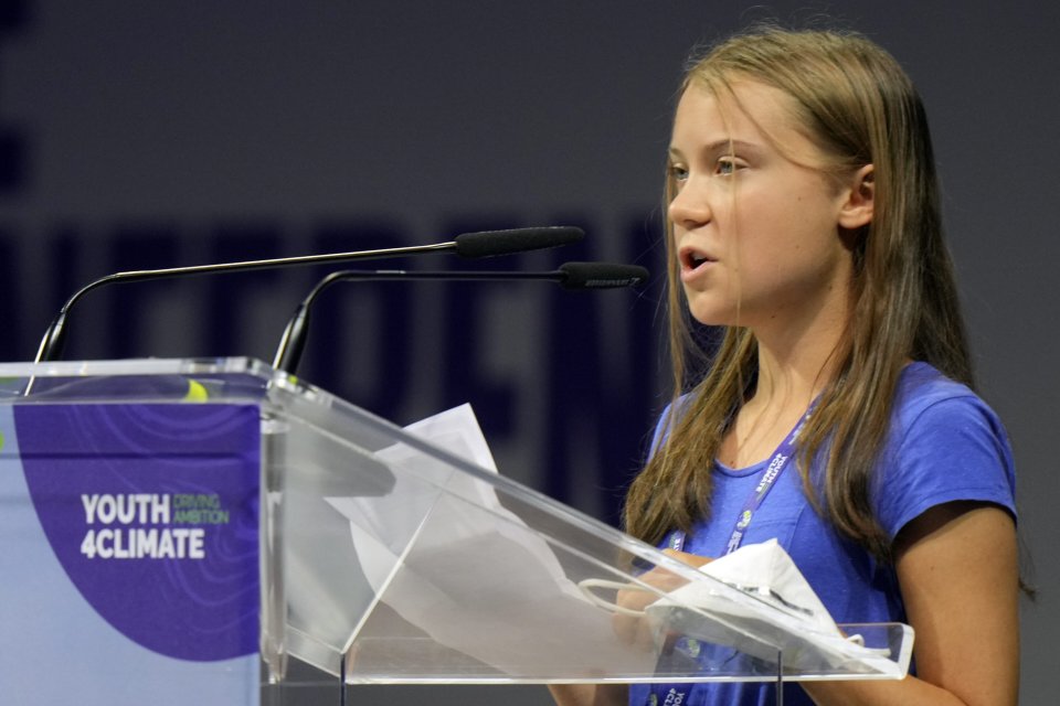 Greta Thunbergová reční na akcii Youth4Climate v Miláne. Foto - TASR/AP