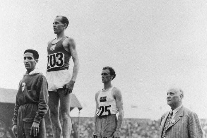 Emil Zátopek pri zisku svojho prvého olympijského zlata na hrách v Londýne 48. Foto – TASR/AP