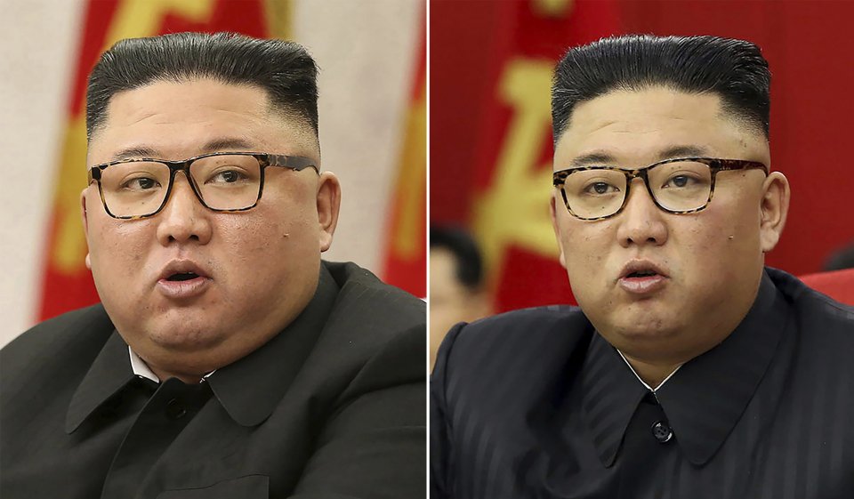 Kim Čong-un na záberoch z februára a júna 2021. Foto - TASR/AP