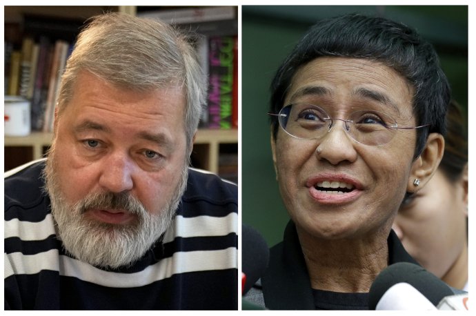 Novinári Dmitrij Muratov a Maria Ressa dostanú Nobelovu cenu za mier za rok 2021. Foto - TASR/AP