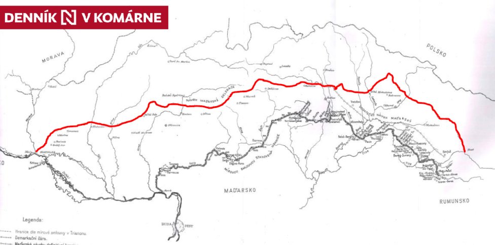 Maďarský návrh na úpravu československo-maďarskej hranice z júla 1921. Zdroj - Správa štátnych hraníc Ministerstva vnútra SR
