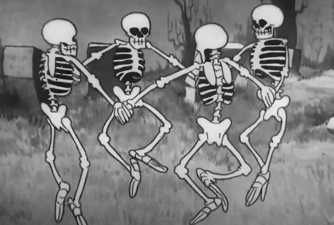 Záber z animovaného filmu The Skeleton Dance (1929)