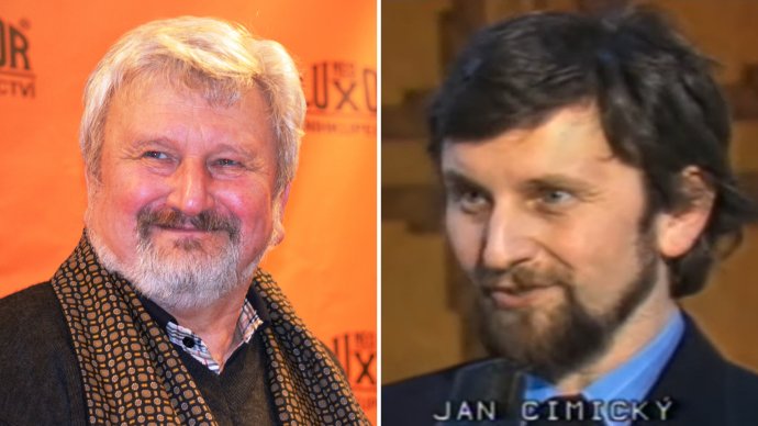Jan Cimický v súčasnosti a v roku 1985. Foto - wikimedia/reprofoto - Youtube