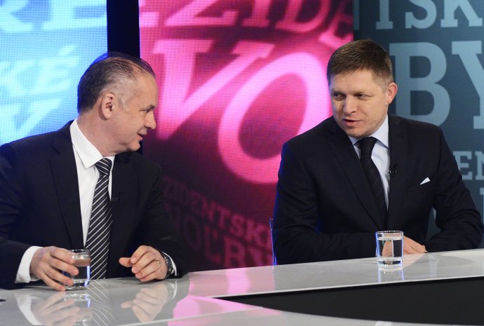 Robert Fico s Andrejom Kiskom počas prezidentských volieb v roku 2014. Foto – TASR