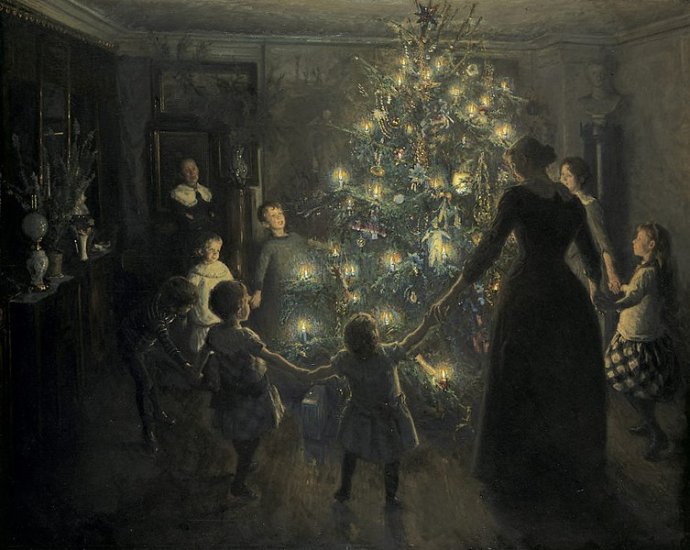 Viggo Johansen: Glade jul (Boldog karácsonyt). Olaj, vásznon, 1891/public domain