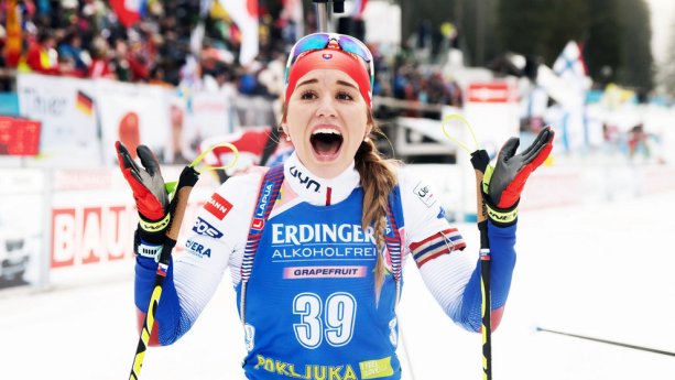V úvode novej biatlonovej sezóny nemala Paulína Fialková, zatiaľ, dôvod na podobnú radosť v cieli/ Zdroj: sportnet.sme.sk