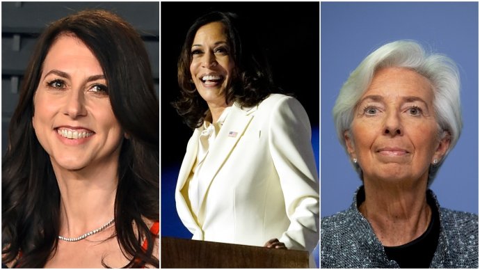 Trojica najvplyvnejších žien - MacKenzie Scottová, Kamala Harrisová a Christine Lagardová.