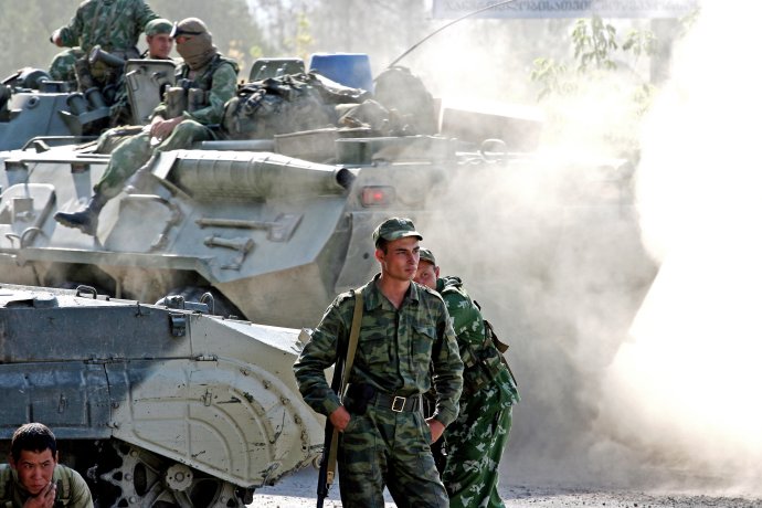 Ruskí vojaci v Gruzínsku 2008. Foto - Andrej Bán