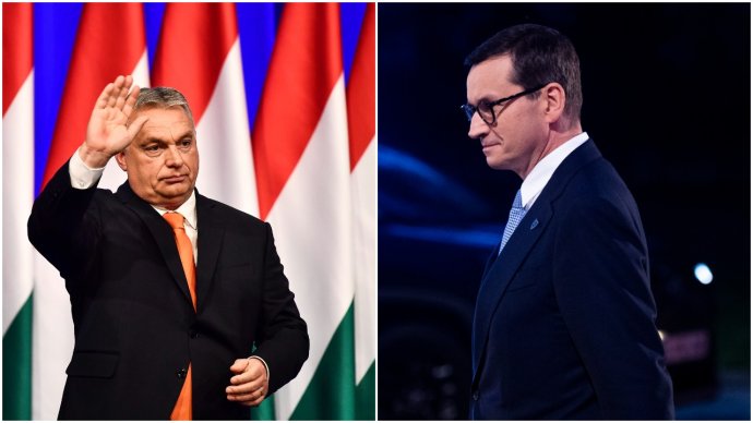 Viktor Orbán a Mateusz Morawiecki. Foto - TASR/AP, koláž N