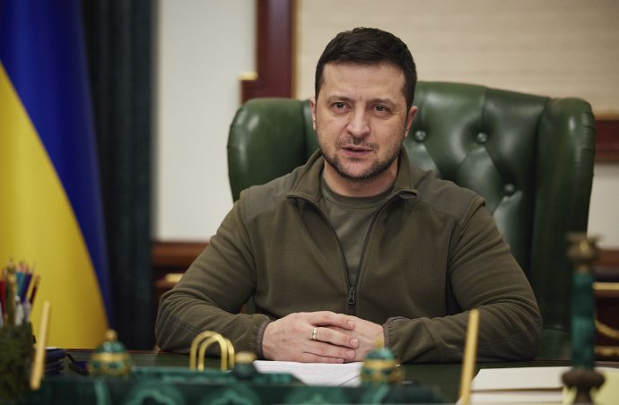 Zelenskyj vo svojej kancelárii v Kyjeve. Foto - TASR/AP