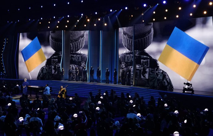 Ukrajina sa spomínala aj na cenách Grammy. Foto - TASR/AP
