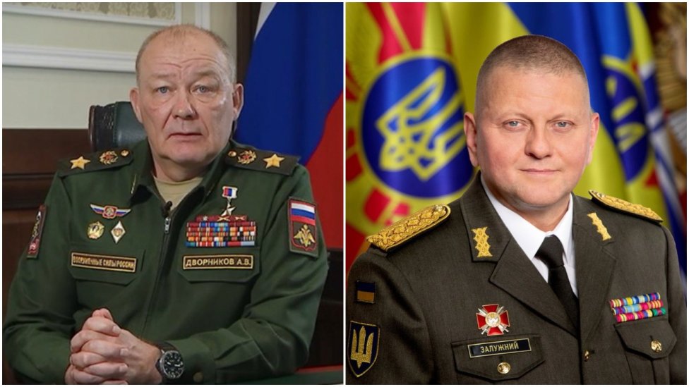 Alexandr Dvornikov a Valerij Zalužnyj. Foto - ruské a ukrajinské ministerstvo obrany