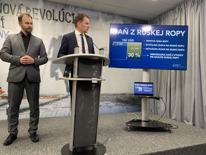 Igor Matovič a Slovnafttal történt tárgyalás után mutatta be adótervét. Fotó – N/Michaela Barcíková