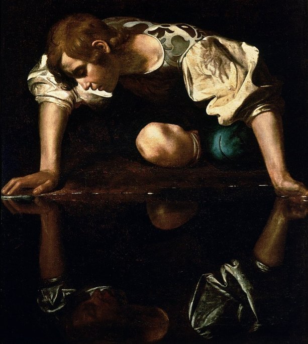 ("Narcissus", Caravaggio, 1597-1599, zdroj: www.wikipedia.org)