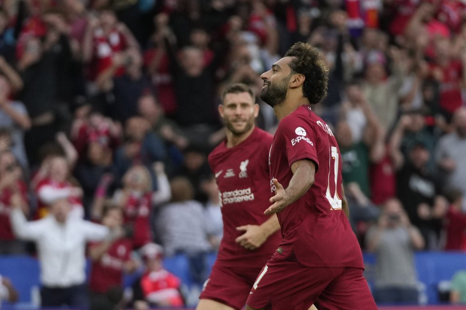 Mohamed Salah oslavuje svoj gól. Foto - TASR/AP