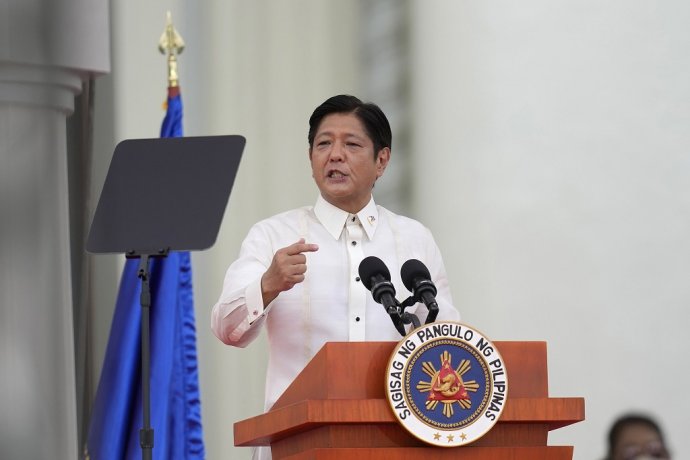 Ferdinand Marcos mladší počas svojho prejavu po inaugurácii za prezidenta Filipín. Foto - TASR/AP