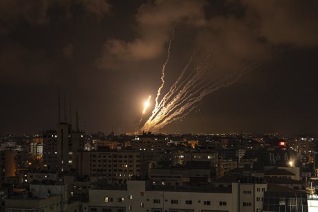 A Gázai övezetből több mint 50 rakétát lőttek Izrael felé fél óra alatt. Fotó - TASR/AP