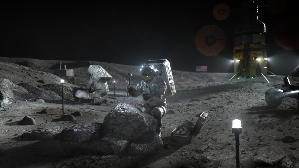 Umelecké stvárnenie astronautov na Mesiaci, program Artemis. Foto – NASA