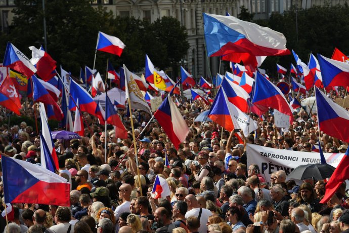 Protivládny protest v Prahe 3. septembra 2022 Foto - TASR/AP