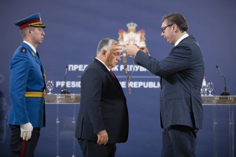 Orbán Viktort kitüntetik Belgrádban. Fotó - MTI