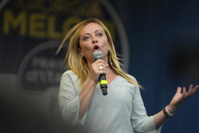Giorgia Meloni na predvolebnom mítingu. Foto - tasr/ap