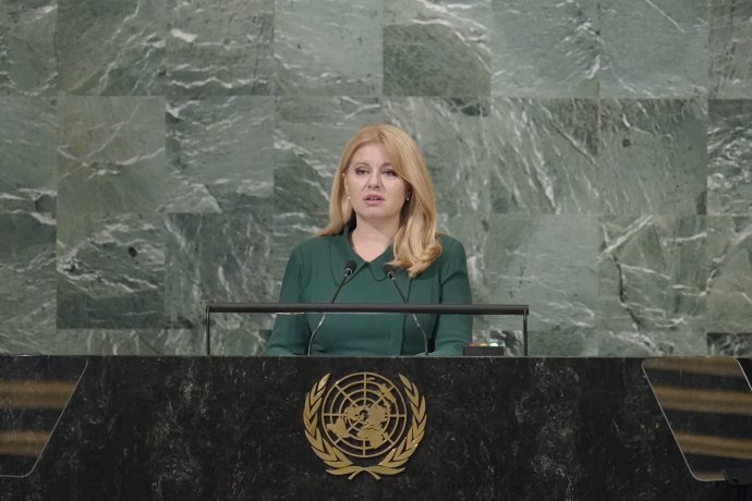 Zuzana Čaputová počas prejavu na Valnom zhromaždení OSN. Foto - TASR/AP
