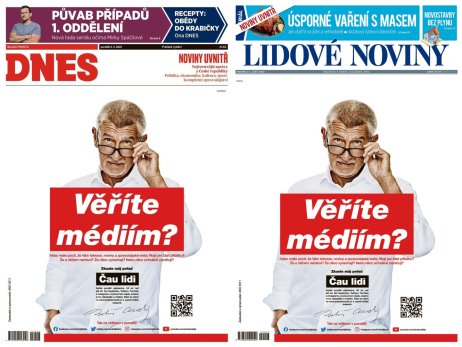Mindkét lap Babiš tulajdonában van. Forrás - MF Dnes/Lidové noviny