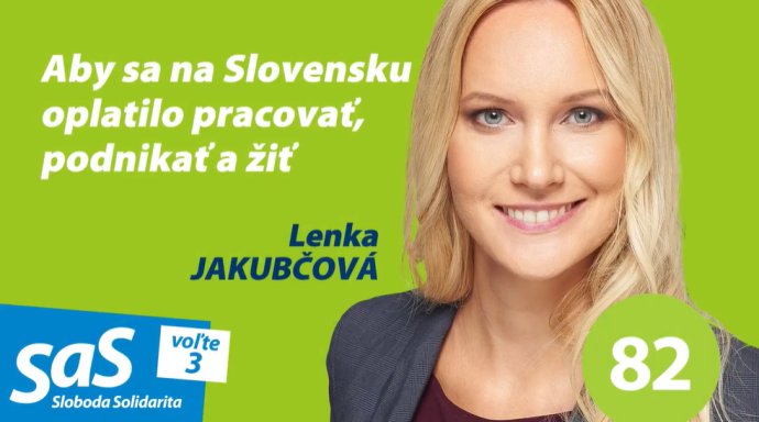 Lenka Jakubčová pred poslednými parlamentnými voľbami. Foto - SaS
