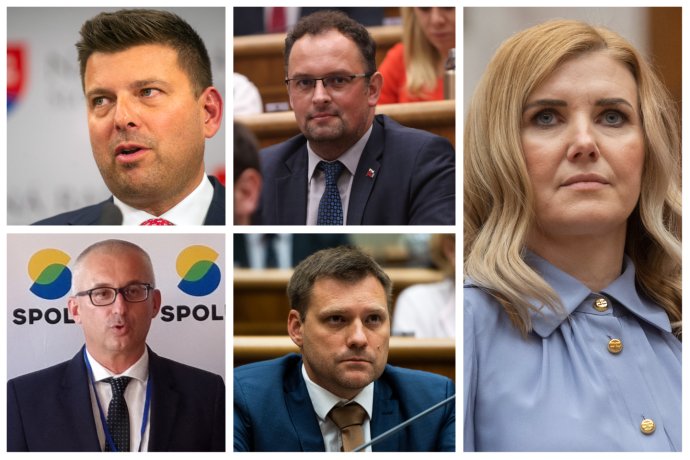 Poslanci Martin Borguľa, Martin Čepček, Miroslav Kollár, Tomáš Taraba a Slavěna Vorobelová. Foto - TASR
