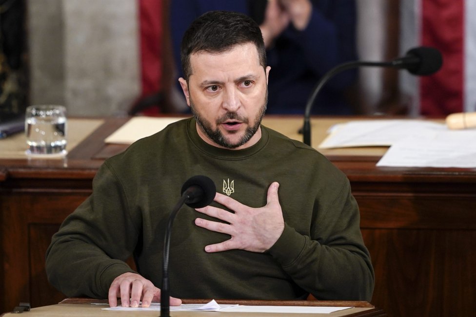 Volodymyr Zelenskyj reční v americkom kongrese. Foto - TASR/AP