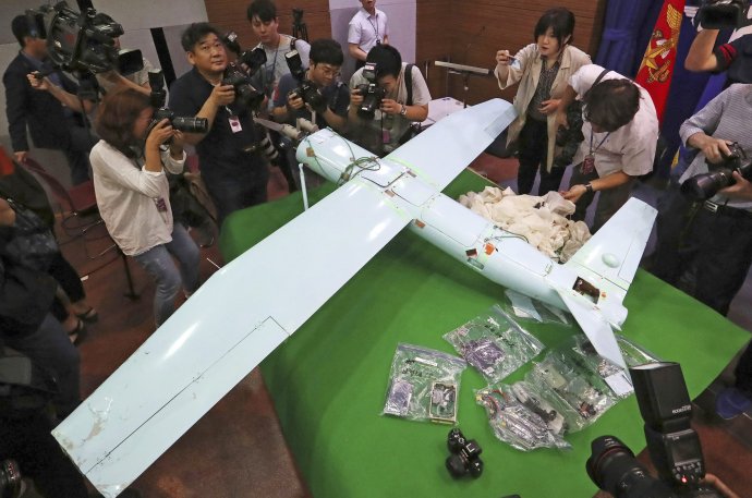 Dron z KĽDR, ktorý spadol v Južnej Kórei v roku 2017. Foto - TASR/AP