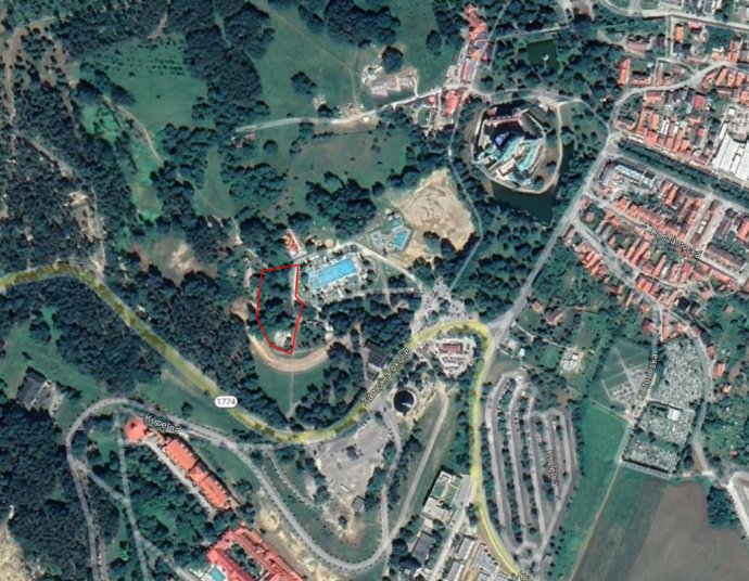 Umiestnenie novej investície do blízkosti Bojnického zámku. Mapa - ZMB Bojnice