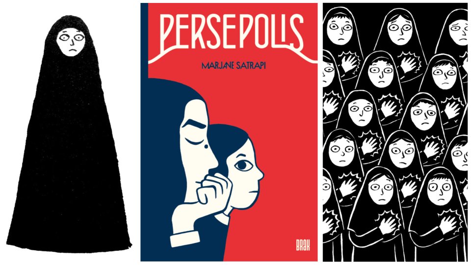 Obálka a kresby zo slovenského vydania knihy Persepolis. Zdroj - BRaK