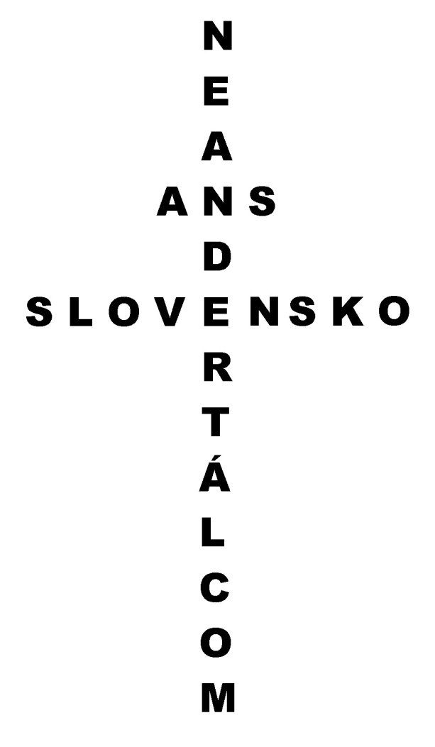 Logo kampane „Slovensko neandertálcom“, ktorú organizuje Aliancia neandertálcov Slovenska (ANS). Kontroverzie vyvolala podobnosť loga s dvojkrížom v štátnom znaku Slovenskej republiky. © DK