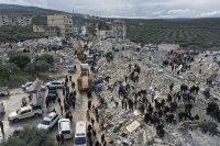 Zničené budovy v meste Harem v Sýrii. Foto - TASR/AP