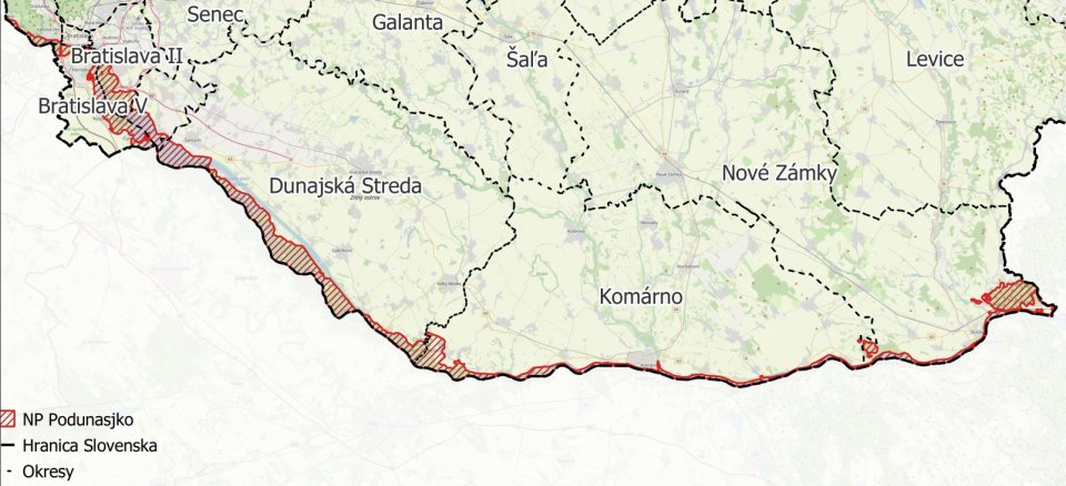 Navrhované hranice Národného parku Podunajsko. Foto –Štátna ochrana prírody SR
