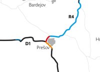 Modrou plánované, čiernou hotové, oranžovou dostavané od roku 2021 a červenou rozostavané úseky diaľnic a ciest. Zdroj - NDS