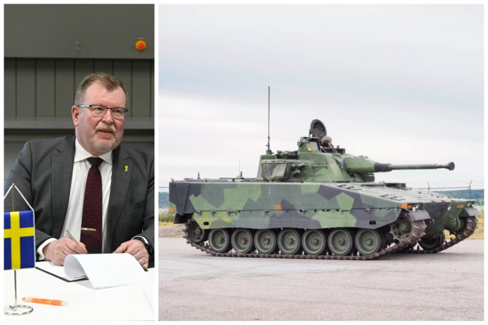 S generálnym riaditeľom BAE Systems Hägglunds sme sa rozprávali o vozidlách CV-90, ktoré boli sľúbené Ukrajine. Foto - TASR/BAE