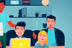 Prompt: "Illustration of a diverse team of professionals working together on an IT project in a government office, in a modern flat design style", generovaný za pomoci Lenardo.AI
