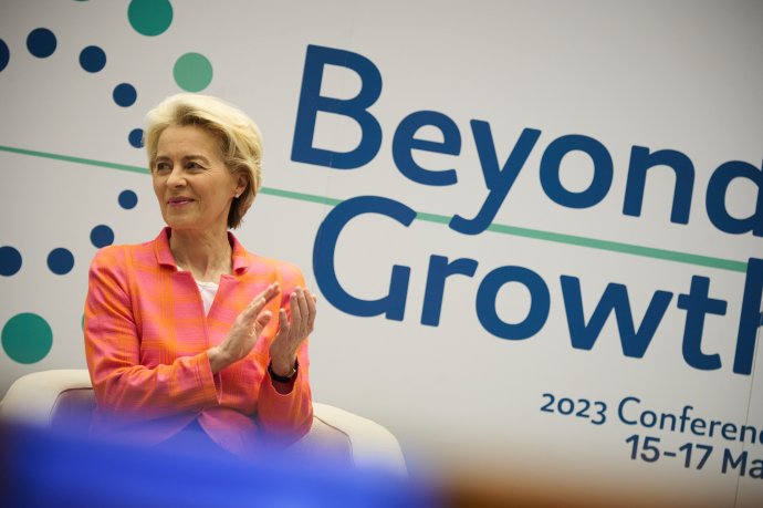 Predsedníčka Európskej komisie Ursula von der Leyenová na konferencii v Bruseli pripomenula, že ekonomický rast nemá byť jediným cieľom Únie. Foto - EK