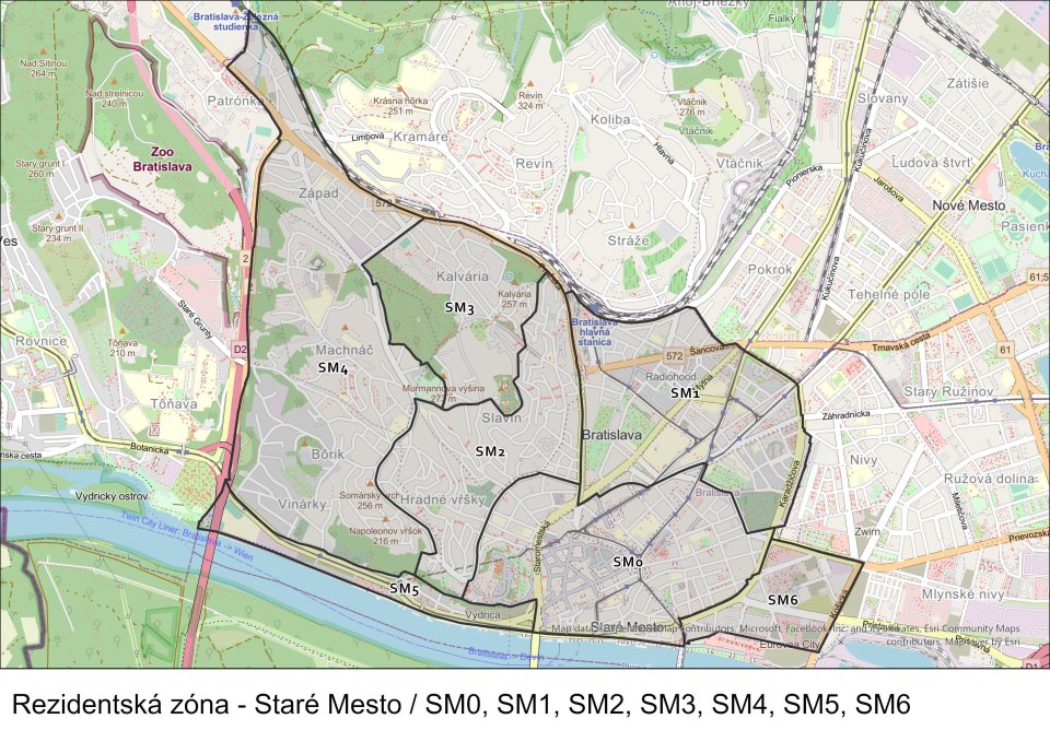Ako budú vyzerať parkovacie zóny v bratislavskom Starom Meste. Mapa – magistrát