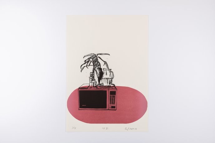 Paľo Čejka: Inštitucionálna zeleň „I. Z.“ X., 2021-2022, linoryt, papier, 50,0 x 35,0 cm. Foto - Barbora Girmanová