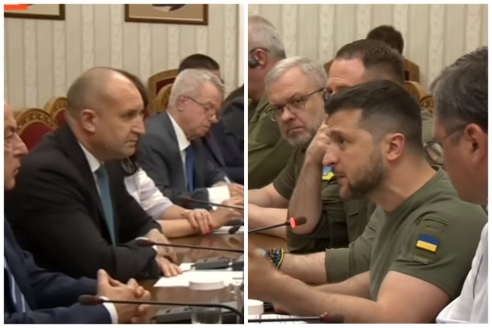 Názorová výmena bulharského a ukrajinského prezidenta prebiehala spočiatku pred televíznymi kamerami. Reprofoto - bTV