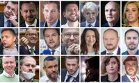 Koho si vybrať? Predsedovia strán a niektoré ďalšie ich výrazné tváre. Foto N – Tomáš Benedikovič, Vladimír Šimíček, Tomáš Hrivňák a TASR