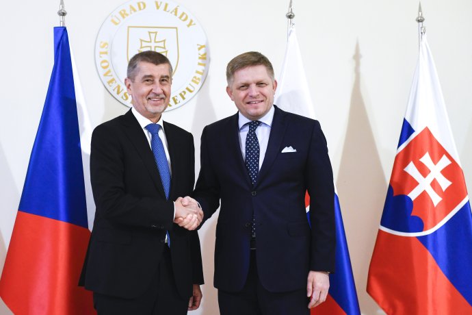 Andrej Babiš a Robert Fico v roku 2018 ako premiéri. Foto – TASR/AP