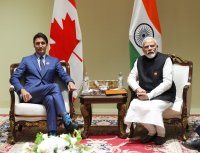 Kanadský premiér Justin Trudeau a indický premiér Nárendra Módí. Foto - TASR/AP