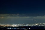Iron dome anti-missile system fires interception missiles as rockets fired from the Gaza Strip to Israel, as seen from moshav Neve Ilan, October 18, 2023